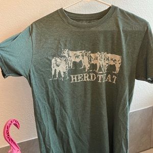 Crazy Train M, Green T-shirt, “Herd that”